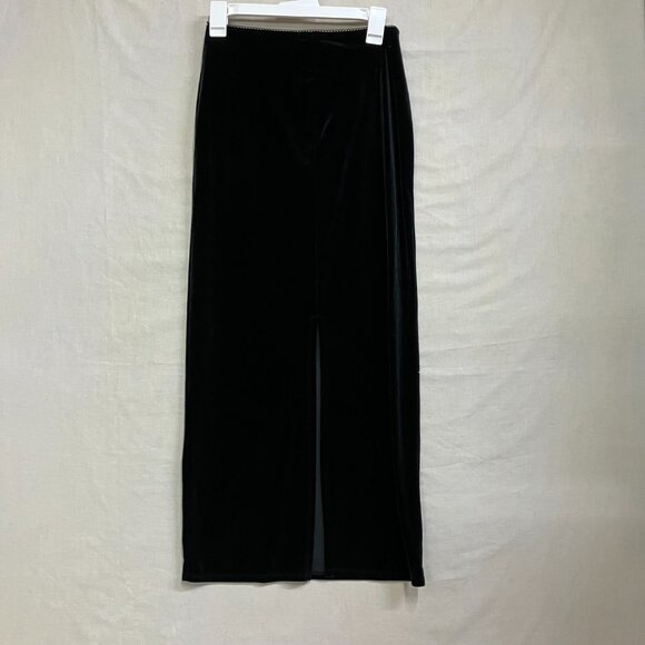 NWT Wild Fable Women's Size XS Black Satin Elastic Waist Velour Maxi Skirt - Picture 9 of 13